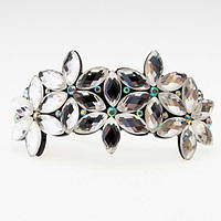 Шпилька для волосся автомат суцвіття 86х45 мм кольору каменів білий сірий коричневий