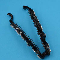 Шпилька для волосся банан чорний пластик сріблясті стрази