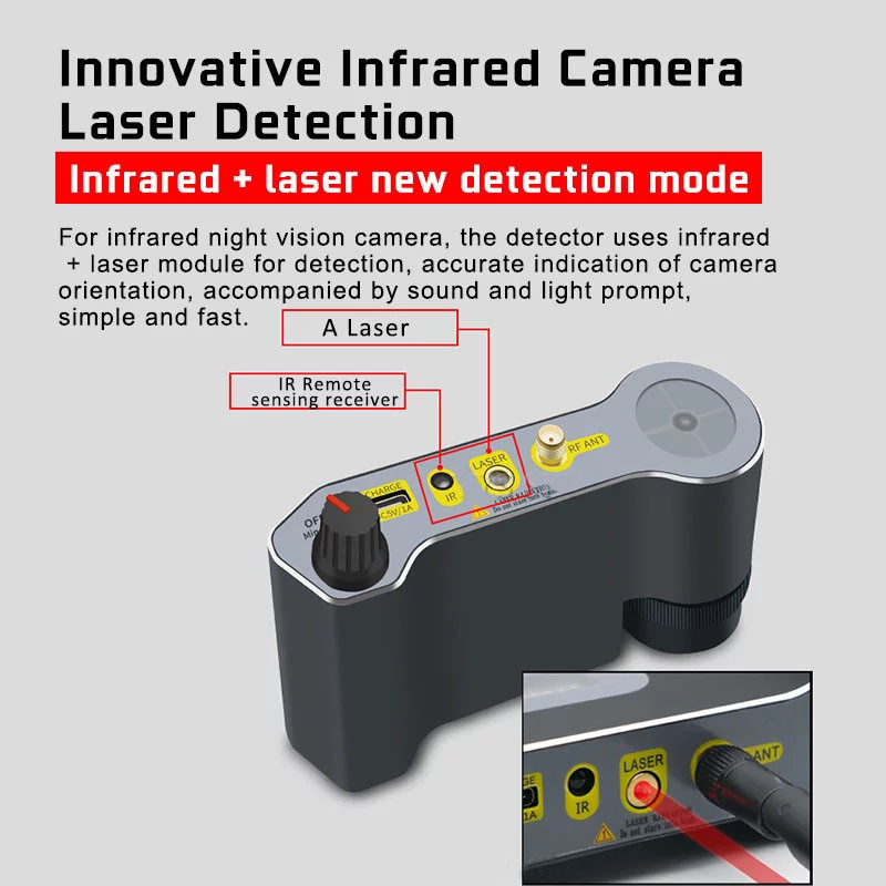 Детектор камер и прослушки, оптическая система поиска направленного объектива и детекция ИК луча Scanner Т-50 - фото 4 - id-p1272151362