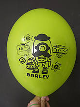 Латексна кулька з малюнком Бравл старс Барлі салатовий 008 12" 30см Belbal ТМ "Star"