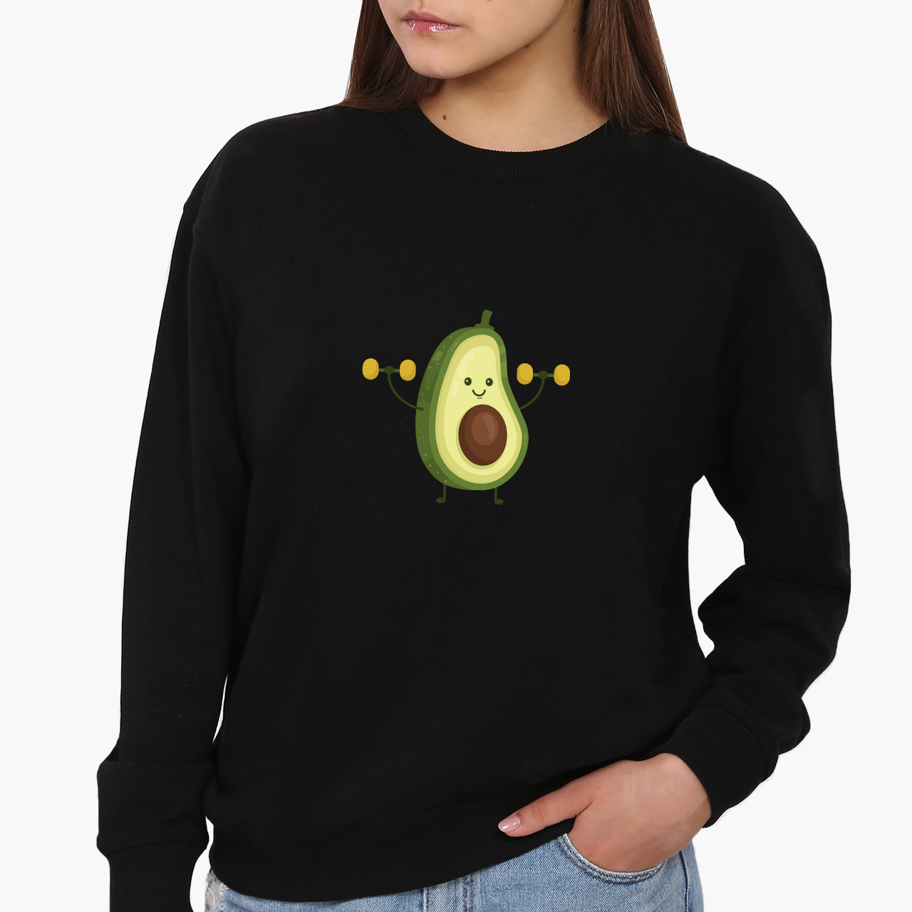 Світшот, реглан, кофта Авокадо з гантелями жовтими, світшот з принтом Дитячі