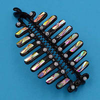 Шпилька для волосся банан чорний пластик кольорові стрази