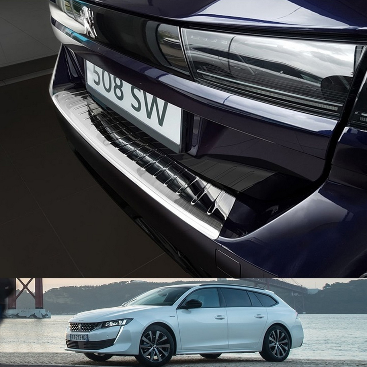 Захисна накладка на задній бампер для Peugeot 508 II SW 2018+ /нерж.сталь/