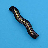 Шпилька для волосся автомат метал чорний пластик білі стрази