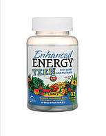 Мультивитамины для подростков для памяти и концентрации в вегетарианских таблетках, Enhanced Energy, KAL, 60шт