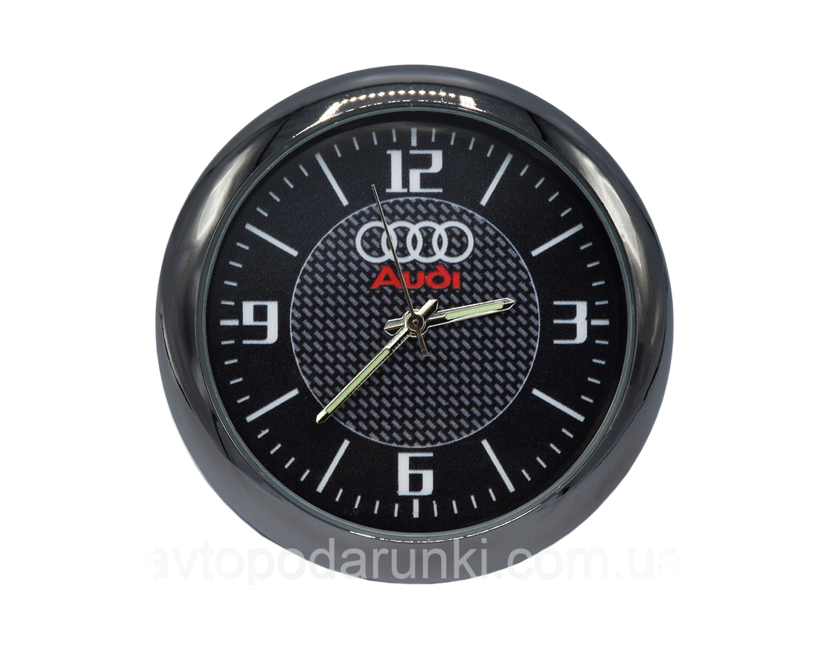 Часы в автомобиль, темный хром "Vihicle clock" с логотипом AUDI - фото 3 - id-p1264593699