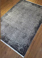 Сірий килим із бананового шовку із сучасним малюнком