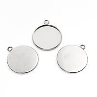 Підвіска, Кругла, Колір: метал, Нержавіюча сталь, Основа під вставку 25 мм, 32 мм x 27 мм
