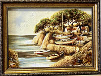 Картина из янтаря, морской пейзаж У моря, картина з бурштину Біля моря