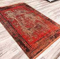 Шикарний сучасний червоний килим із сучасним потертом стилі з бананового шовку