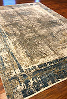Шикарний сучасний сіро-блакитний килим з оливковими домішками з бананового шовку