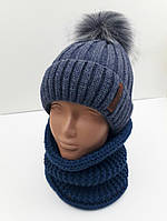 Шапка кольору джинс