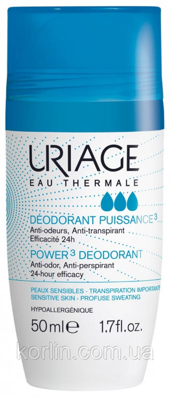 Uriage Deodorant Puissance 3 Anti-transpirant Ур'яж Роликовий Дезодорант потрійної дії ФРАНЦІЯ