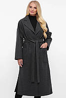 Классическое женское пальто свободное, цвет графит, большого размера от 50 до 60