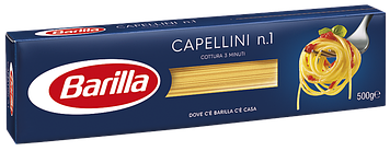 Макароні BARILLA 1 CAPELLINI, 500 г (35/24 шт./ясть)