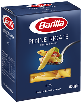 Макароні BARILLA 73 PENNE RIGATE пера, 500 г, 12 шт./яск
