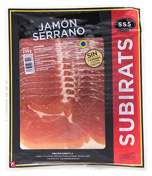 Хамон Subirats JAMON SERRANO GAS, нарізка, 250г, 12шт/ящ