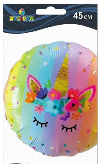 Кулька повітр. фольгована "Єдиноріг" 45см №835131/Pelican/(1), фото 1