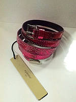 Ремінь пояс шкіряний жіночий на два оберти Evona рожевий