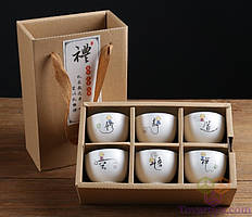 Китайські чашки для чаю, набір керамічних чашок у стилі дзен, 6 шт. по 85 мл. в пакованні