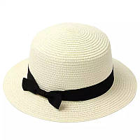 Женская солнцезащитная соломенная шляпа канотье Oxa белая (56-10)