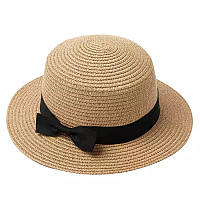 Женская солнцезащитная соломенная шляпа канотье Oxa бежевая (56-10)