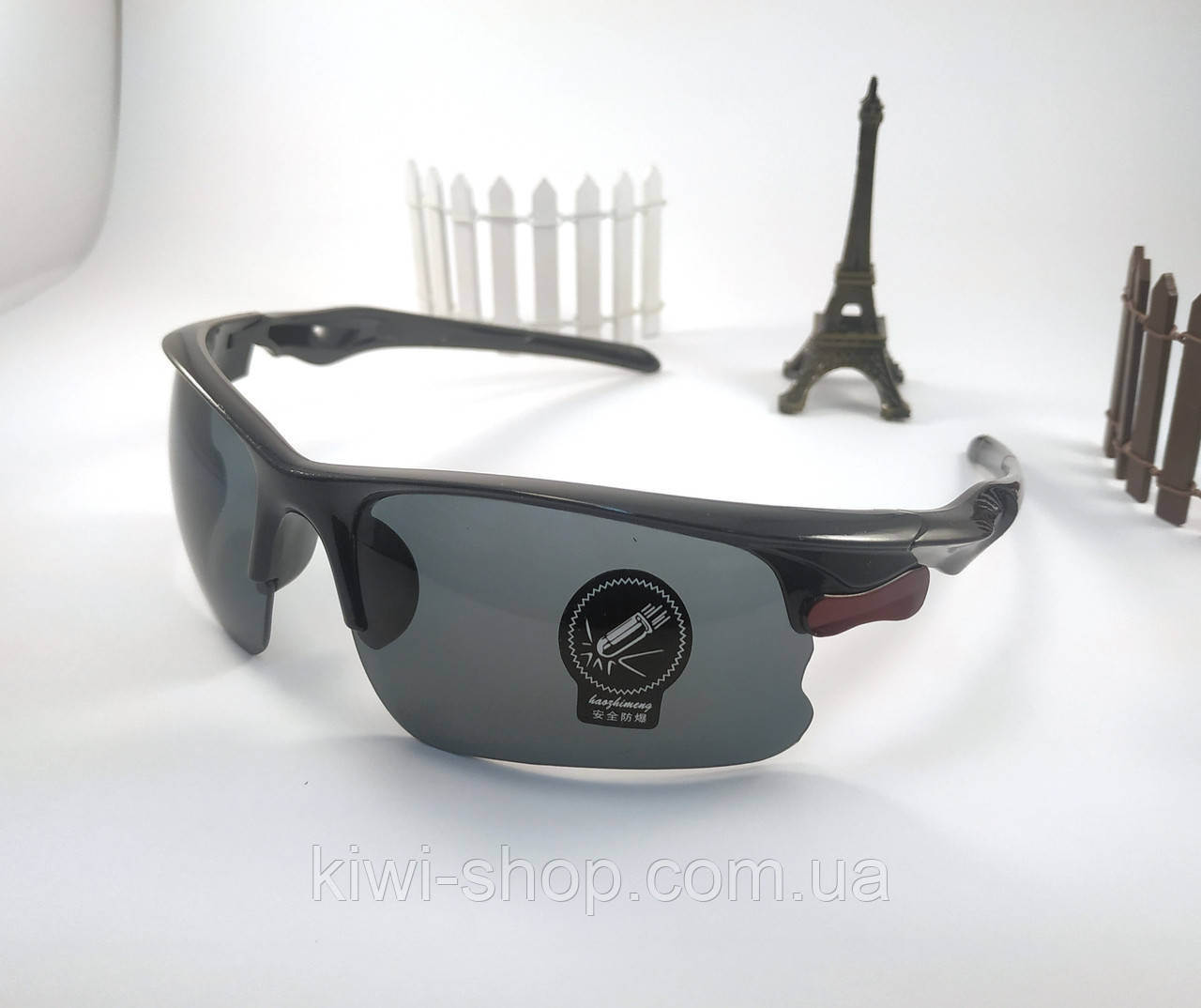 Сонцезахисні спортивні окуляри Robesbon водійські, антивідблиски для денної їзди, спортивні велочки, чорні