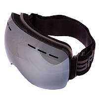 Горнолыжная маска-очки для сноуборда и лыж Лыжные очки зеркальные SPOSUNE Серебряные линзы Черный (HX021)