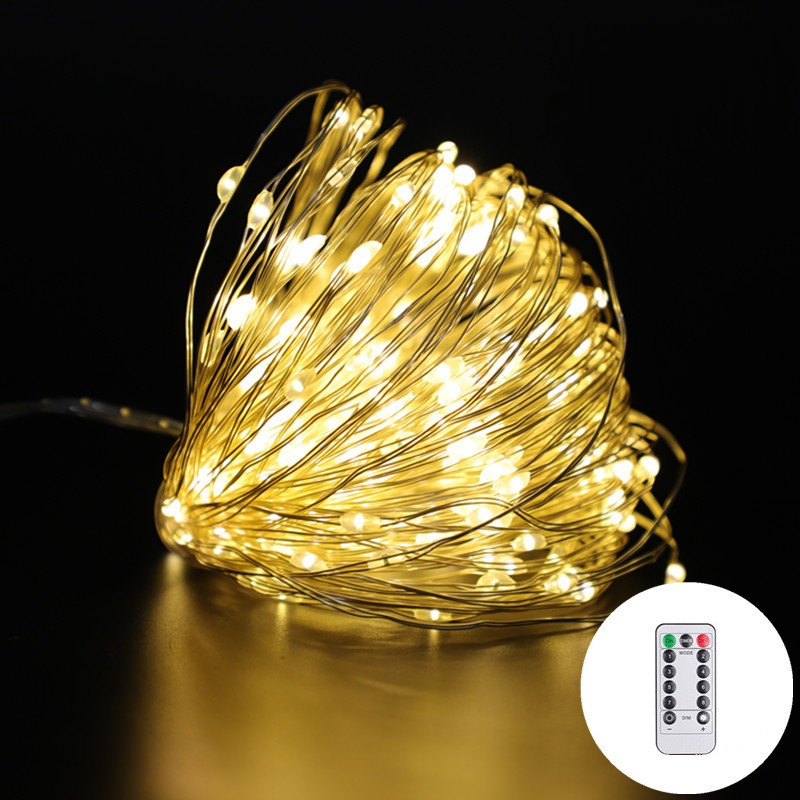 Світлодіодна гірлянда крапля роси 20 метрів 200 led з пультом від мережі (білий теплий)