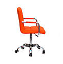 Крісло Augusto Arm CH - Office з підлокітниками, помаранчевий екокожа хромованою хрестовиною c колесами, фото 3
