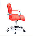 Крісло Augusto Arm CH - Office з підлокітниками, червоний екокожа хромованою хрестовиною c колесами, фото 4