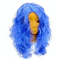 Перука Мальвіна з блакитним довгим кучерявим волоссям