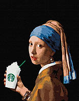 Картина за номерами "Дівчина з подвійним латте" BrushMe полотно на підрамнику 40x50см PGX36701