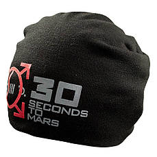 Шапка-біні 30 SECONDS TO MARS в'язана з принтом