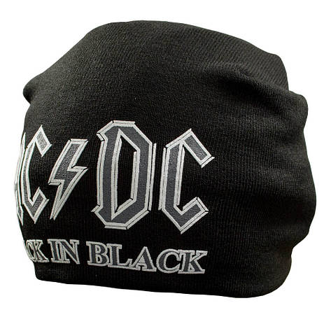 Шапка-біні AC/DC Back In Black в'язана з принтом, фото 1