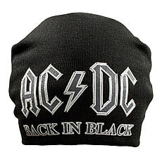 Шапка-біні AC/DC Back In Black в'язана з принтом, фото 2
