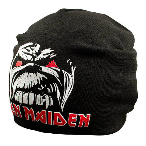 Шапка-біні IRON MAIDEN в'язана з принтом, фото 2