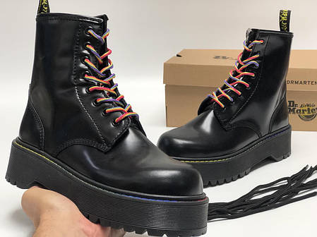 Жіночі черевики Dr.Dr Martens.Martens JADON Rainbow чорні шкіра, демисезон ТОП Репліка ААА класу., фото 2