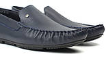 Мокасини чоловічі шкіряні сині стильне взуття великих розмірів Rosso Avangard M4 Blu Leather BS, фото 6