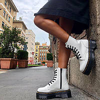 Женские демисезонные ботинки Dr. Martens JADON White / Доктор Мартинс Жадон белые кожаные размеры 36-41 37