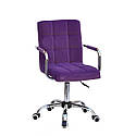 Крісло Augusto Arm CH Office з підлокітниками, пурпуровий оксамит хромованою хрестовиною c колесами, фото 2