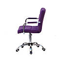 Крісло Augusto Arm CH Office з підлокітниками, пурпуровий оксамит хромованою хрестовиною c колесами, фото 3