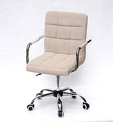 Крісло Augusto Arm CH Office з підлокітниками, бежевий велюр на хромованою хрестовиною c колесами