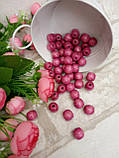 Пурпурно-рожеві круглі намистини з дерева, 50 шт, діаметр - 1,3 см, фото 4