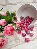 Пурпурно-рожеві круглі намистини з дерева, 50 шт, діаметр - 1,3 см, фото 3