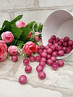 Пурпурно-рожеві круглі намистини з дерева, 50 шт, діаметр - 1,3  см