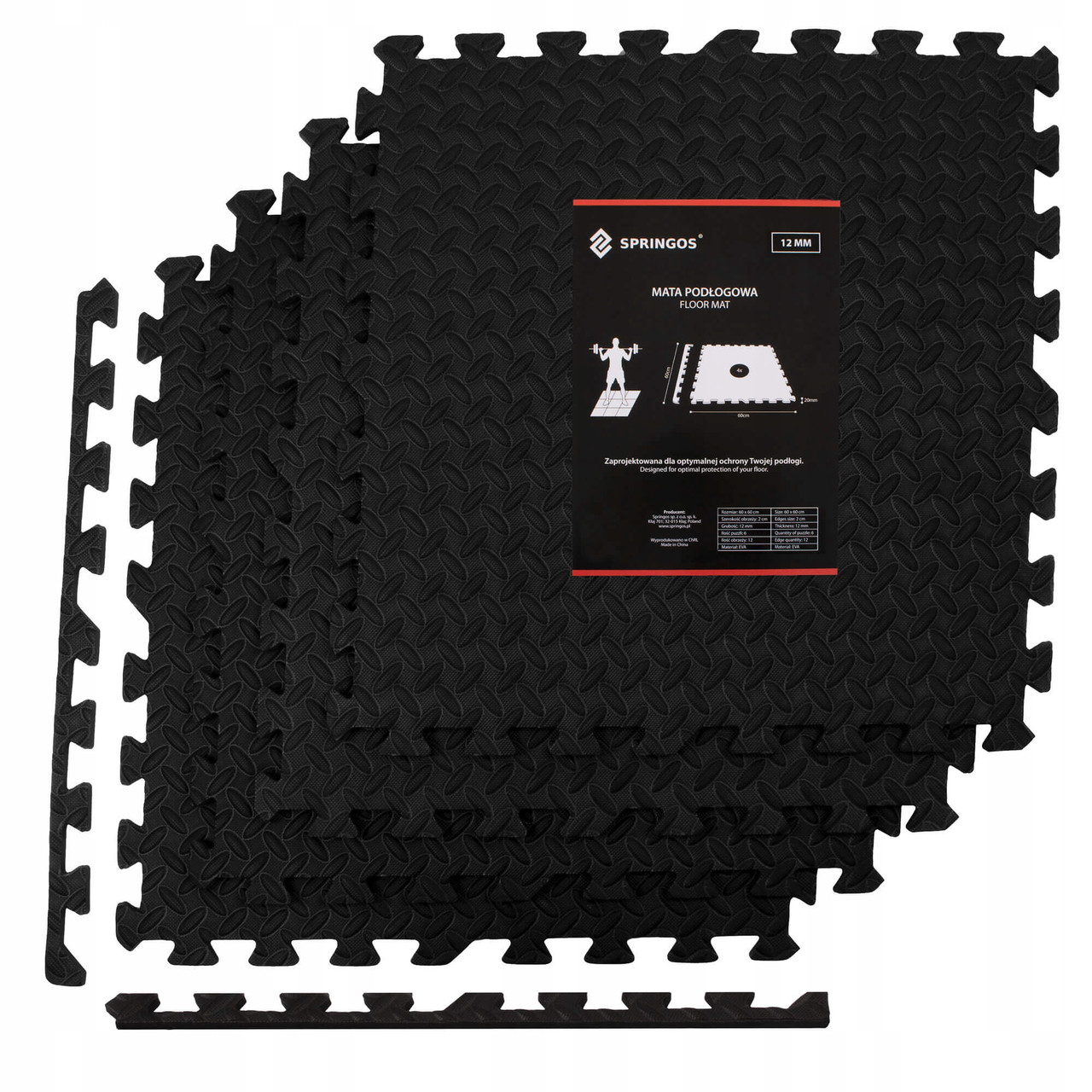 Мат-пазл (ласточкин хвіст) Springos Mat Puzzle EVA 120 x 120 x 1.2 cм FM0004 Black