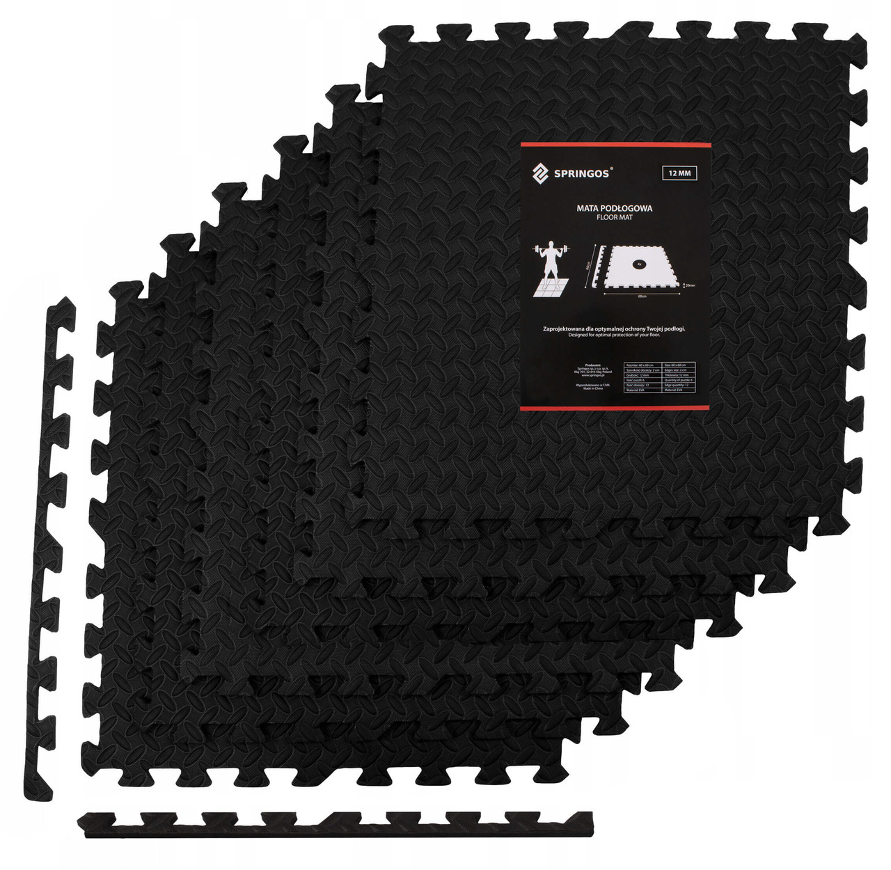 Мат-пазл (ласточкин хвіст) Springos Mat Puzzle EVA 180 x 120 x 1.2 cм FM0005 Black