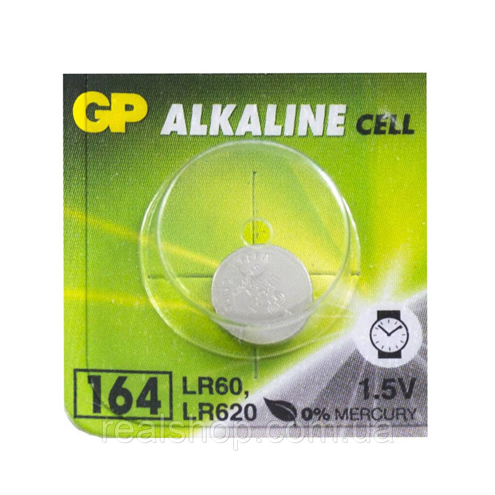 Батарейка GP AG13 (164-U10, LR620, LR60), 1.5V, Alkaline, блістер (ціна за 1 батарейку)