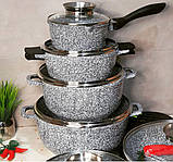 Набір каструль казанів із гранітним антипригарним покриттям Edenberg EB-8040 Набір кухонного посуду 14 предметів, фото 2